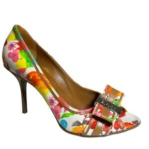 Vintage Christian DIOR Dior Stripes Peep Toe Multicolor